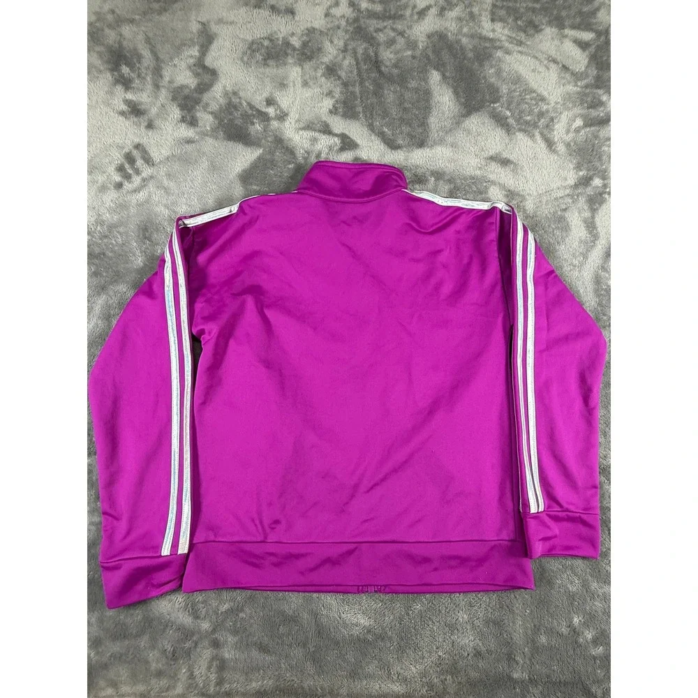 Adidas Kids Track Jacket Purple Full Zip 3 Stripe Activewear Size 14 - Picture 4 of 8